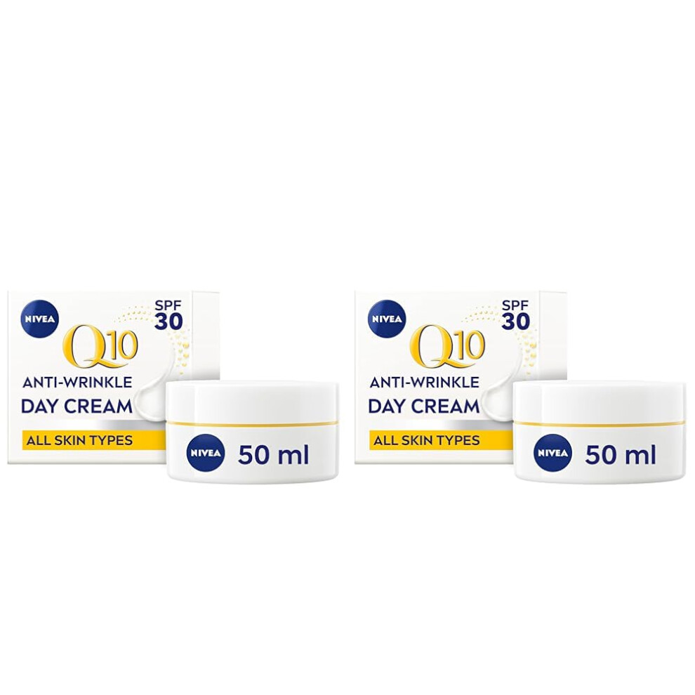 NIVEA Q10 Anti-Wrinkle Power Protecting Day Cream SPF 30 (50ml), Face Cream with Identical Q10 and Creatine for Wrinkles and Age Spots (Pack of 2)