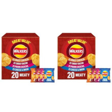 Walkers Meaty Variety Multipack Crisps Box 20x25 g (Pack of 2)