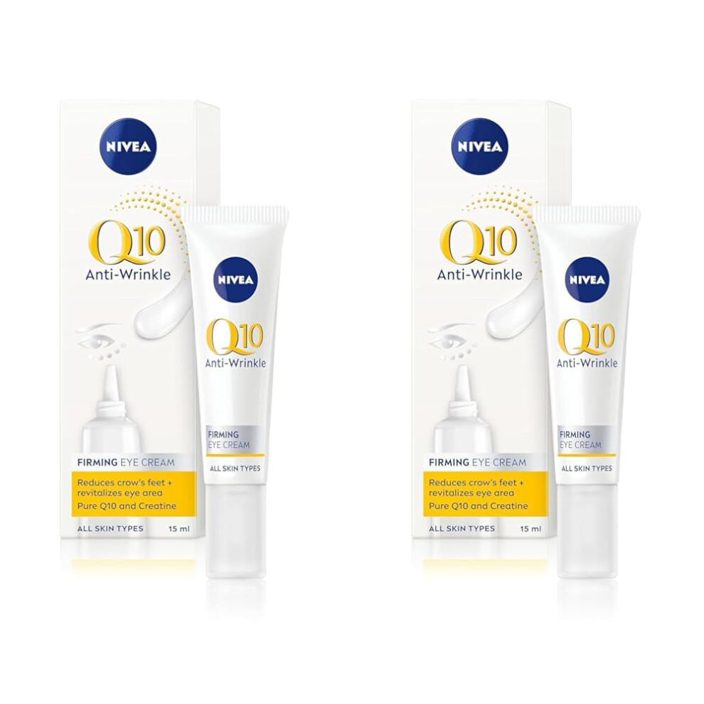 NIVEA Q10 Anti-Wrinkle Power Firming Eye Cream to Reduce Crow's Feet, Lines and Powerful Under Eye Cream to Revitalise the Eye Area (15ml) (Pack of 2)