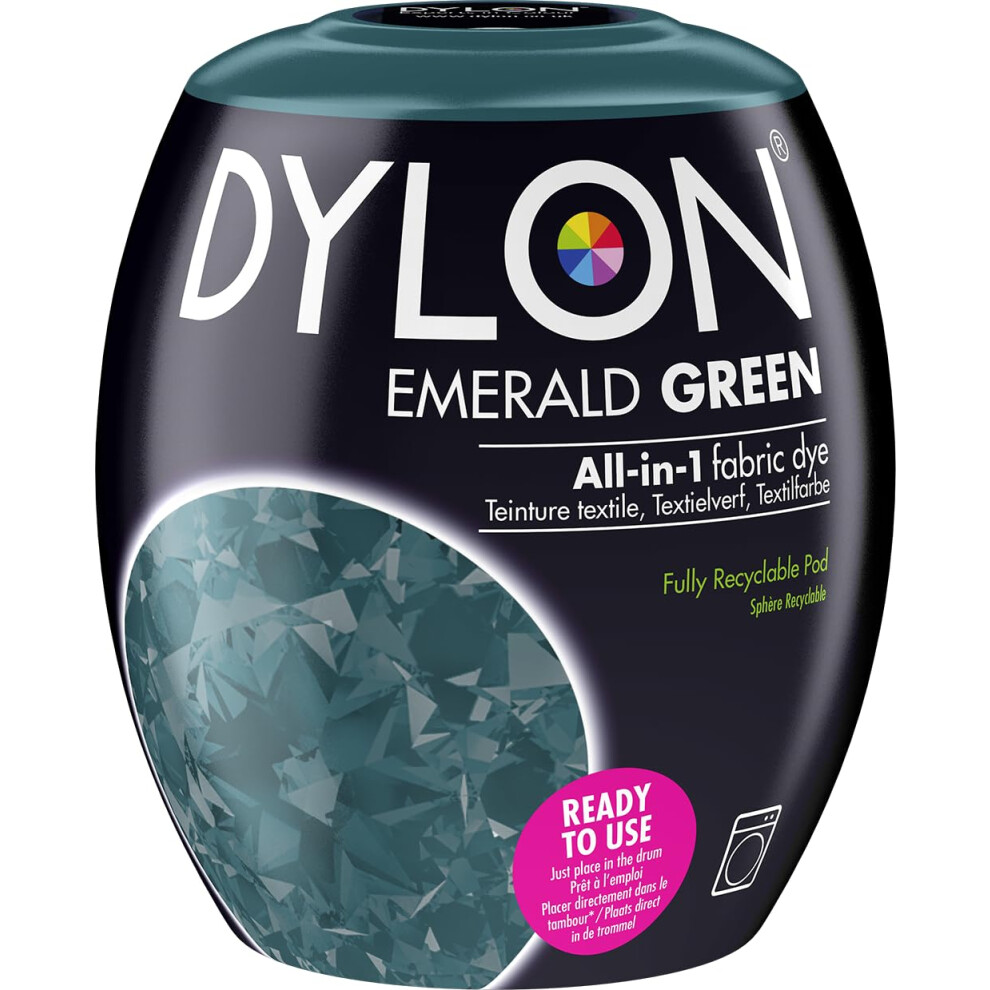 DYLON Washing Machine Fabric Dye Pod for Clothes & Soft Furnishings, 350g – Emerald Green