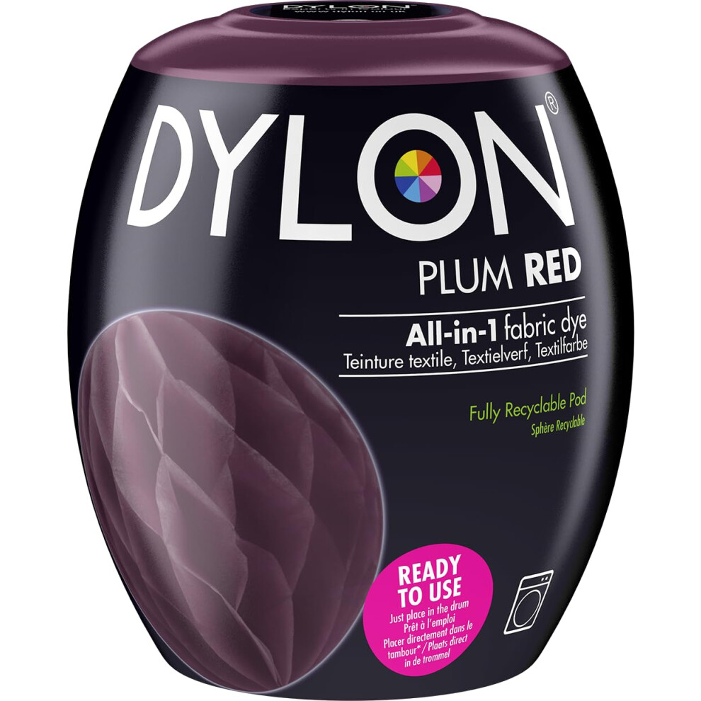 DYLON Washing Machine Fabric Dye Pod for Clothes & Soft Furnishings, 350g – Plum Red