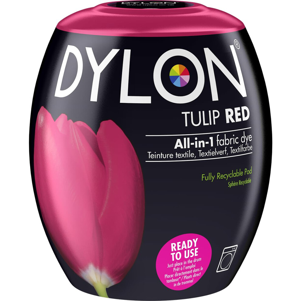 DYLON Washing Machine Fabric Dye Pod for Clothes & Soft Furnishings, 350g – Tulip Red