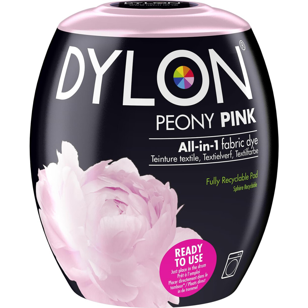 DYLON Washing Machine Fabric Dye Pod for Clothes & Soft Furnishings, 350g – Peony Pink
