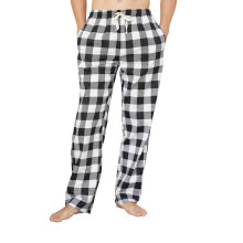 HiddenValor Herren-Pyjama-Loungehose aus karierter Baumwolle, Schwarz/Wei?, Gr??e XX-Large