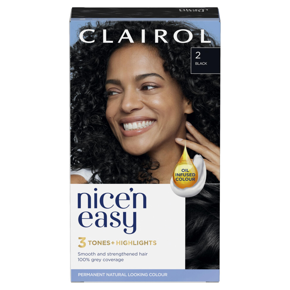 Clairol Nice'n Easy Crème Permanent Hair Dye, 2 240G Black