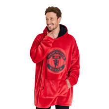 Manchester United F.C. Oversized Hoodie Blanket Warm & Comfy Blanket Hoodies for Men Soft Fleece Football Blanket Hoodie with Signature Logo Red