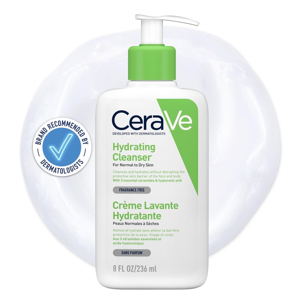 CeraVe Hydrating Cleanser with 3 Essential Ceramides and Hyaluronic Acid for Normal to Dry Skin 236ml