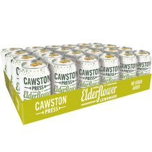 Cawston Press Elderflower Lemonade Fizzy Drink Blended with Sparkling Water and Pressed Apple (330ml x 24 cans) | Gluten Free - Vegan - No Added Sugar