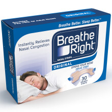 Breathe Right Nasal Strips Original Small/Medium 30s, Instantly Relieves Nasal Congestion, Helps Reduce Aid for Men and Women, 30 Count (Pack of 1)