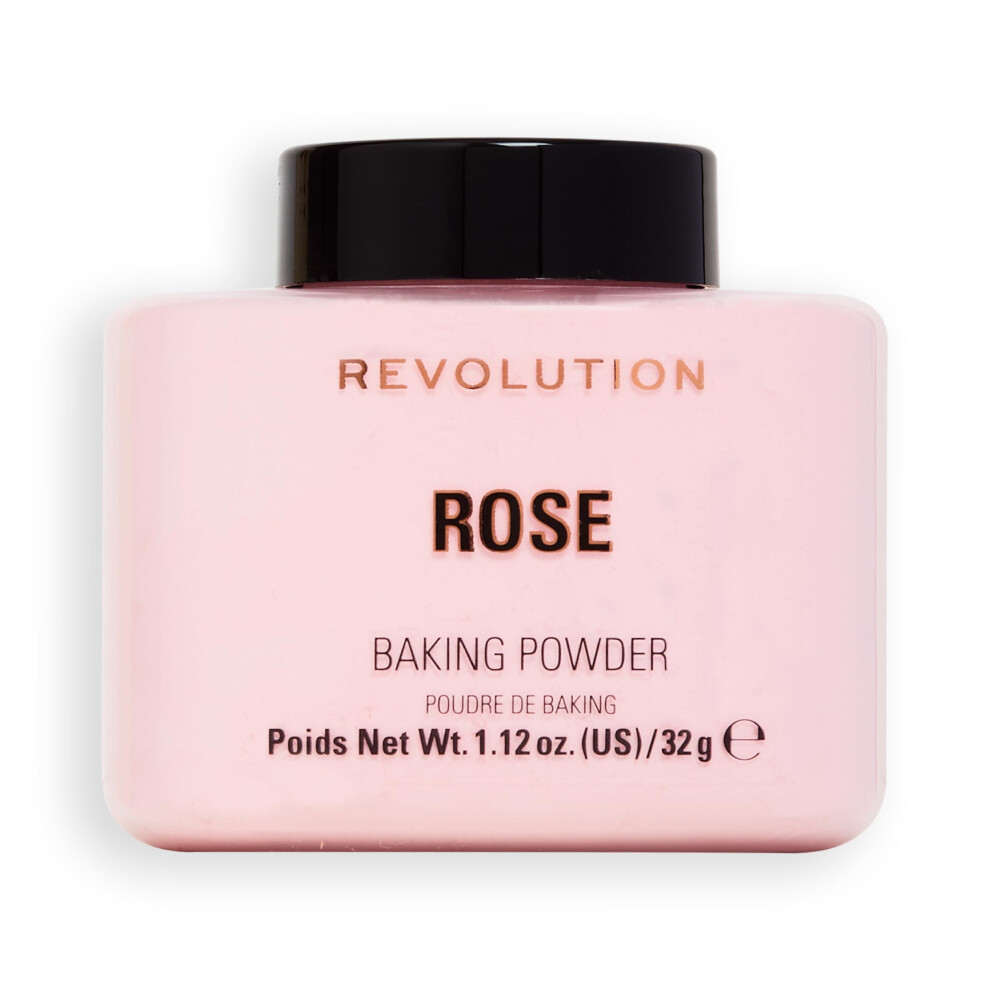 Revolution Beauty London , Loose Baking Powder, Prolongs Makeup Wear, Brightening Setting Powder, For All Skin Tones, Rose, 32G