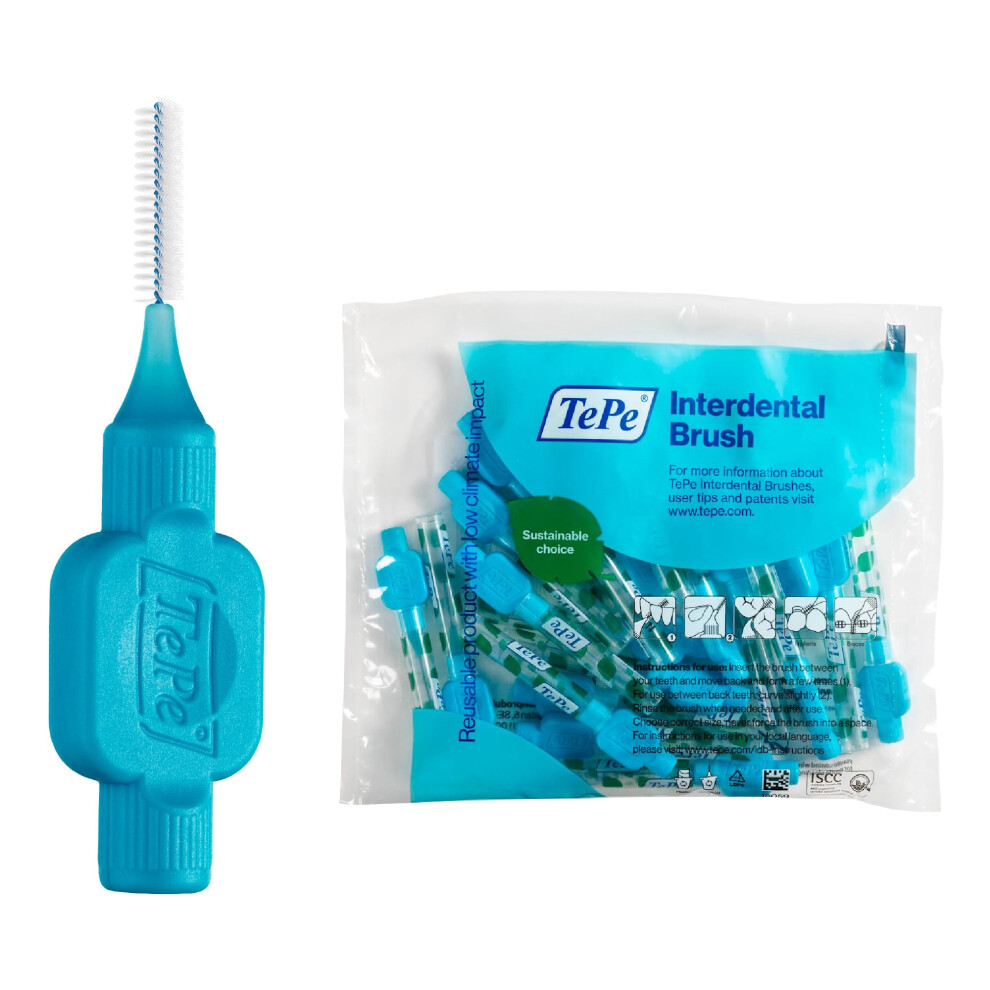 Tepe Interdental Brush, Original, Blue, 0.6Mm/Iso 3, 20Pcs, Plaque Removal, Efficient Clean Between The Teeth, Tooth Floss, For Small Gaps