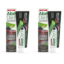 Aloe Dent Charcoal Toothpaste Fluoride Free, Natural Action, Vegan, Cruelty Free, SLS Free, Whitening, Healthy Gums, 100 ml (Pack of 2)