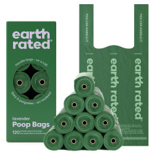 Earth Rated Dog Poop Bags with Tie Handles on Refill Rolls, Extra Wide, Easy-Tie Opening, Guaranteed Leak-Proof, Lavender Scented, 120 Count
