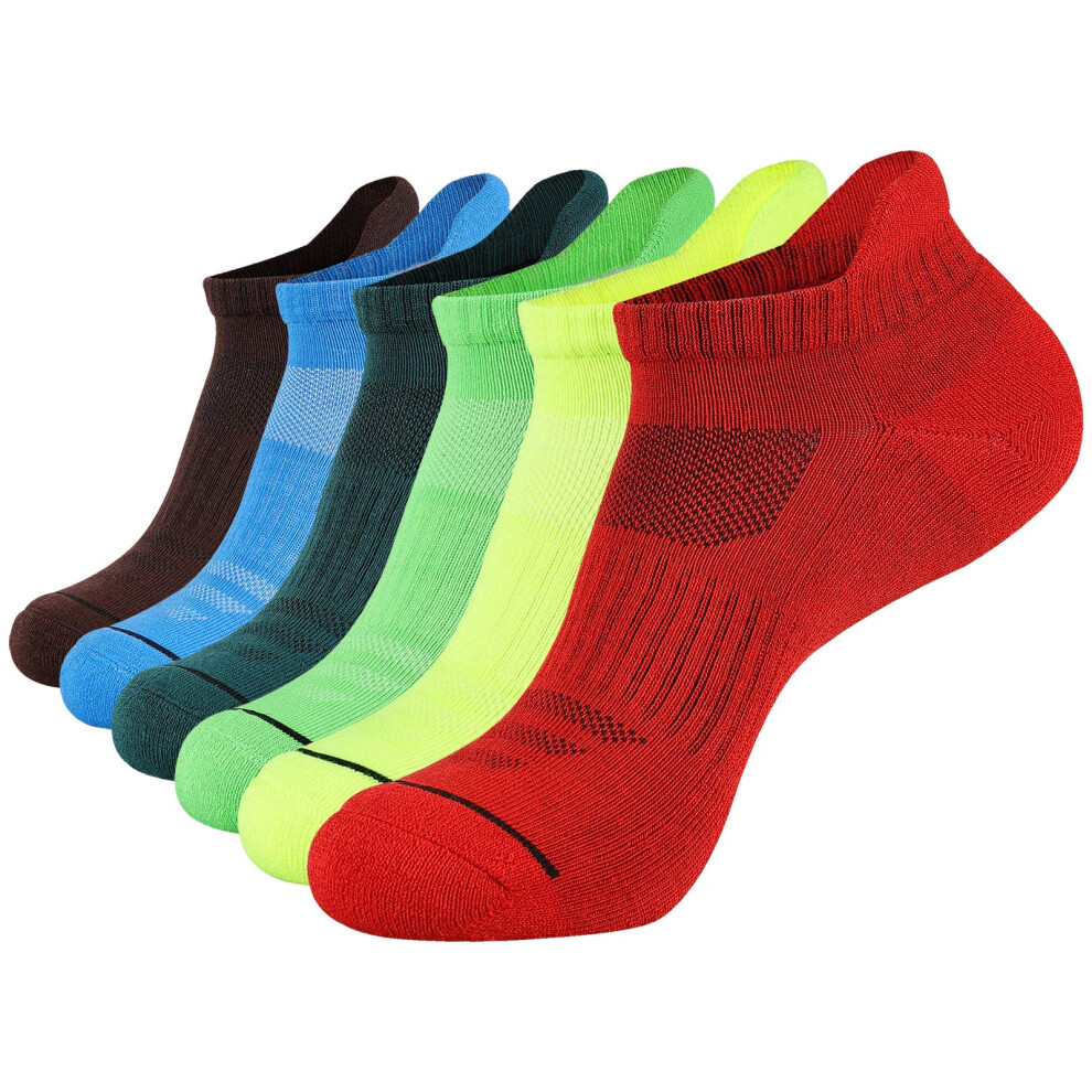 JOYN?E Mens Ankle Athletic Low Cut Socks Running Sports Cushioned Sock for Men 6 Pack Colorful Sock Size 10-13