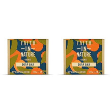 Faith In Nature Natural Orange Hand Soap Bar, Detoxifying, Vegan and Cruelty Free, No SLS or Parabens, 100 g (Pack of 2)