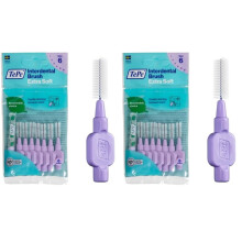 TePe Interdental Brush, Extra Soft, Purple, 1.1mm/ISO 6, 8pcs, Plaque Removal, Effective Cleaning Teeth, Dental flosser for Large Gaps (Pack of 2)
