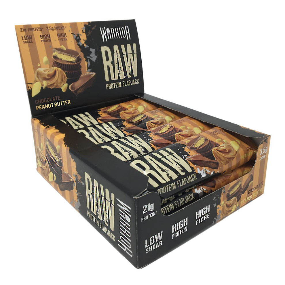 Photos - Vitamins & Minerals Warrior Raw Protein Flapjacks â 12 Bars x 75g Each â Packed with 20g of Protein â Low Sugar, High in Fibre (Chocolate 
