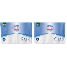 by Amazon Ultra Kitchen Roll, Extra Absorbent, 4 Rolls (Pack of 2), 45 Sheets per Roll, Wring and Reuse, FSC Certified