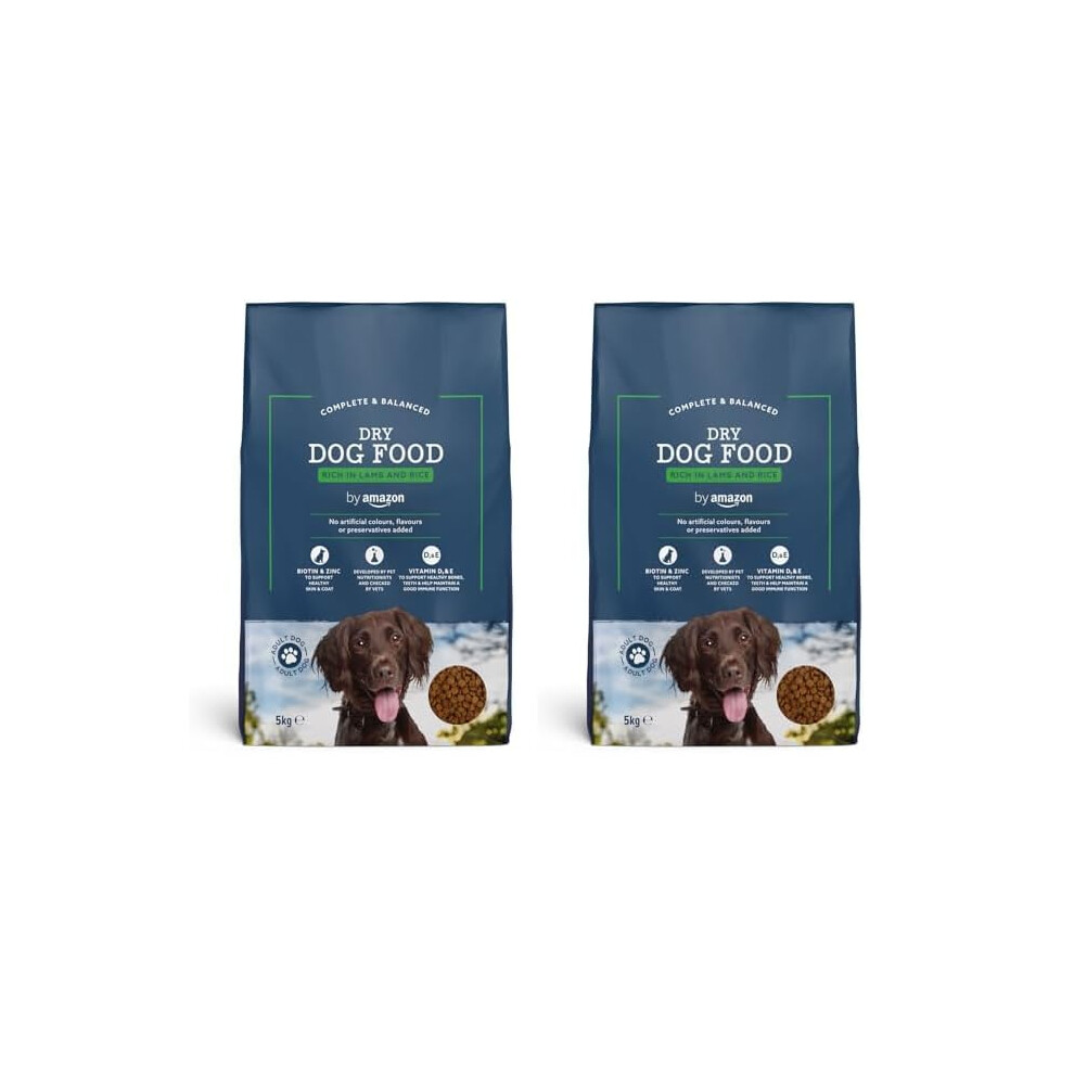 By Amazon - Complete Dry Dog Food For Adult Dogs, Rich In Lamb And Rice, 2 Pack Of 5Kg
