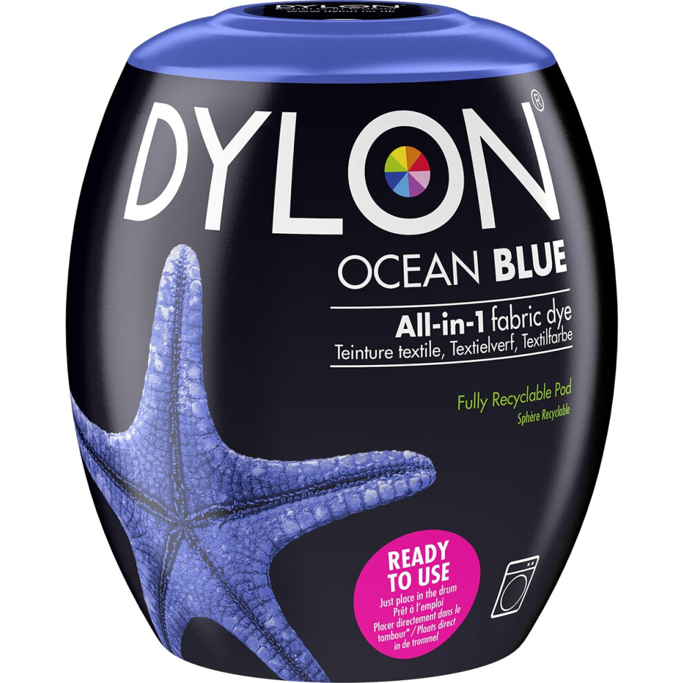 DYLON Washing Machine Fabric Dye Pod for Clothes & Soft Furnishings, 350g – Ocean Blue