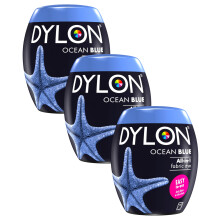 DYLON Washing Machine Fabric Dye Pod for Clothes & Soft Furnishings, 350g – Ocean Blue (Pack of 3)