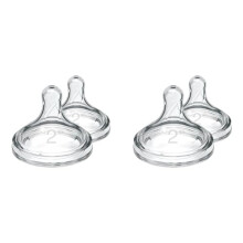 Dr. Brown's Natural Flow Level 2 Wide-Neck Baby Bottle Silicone Teat, Medium Flow, 3m+, 100% Silicone Bottle Teat, 4-Pack