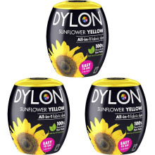 DYLON Washing Machine Fabric Dye Pod for Clothes & Soft Furnishings, 350g – Sunflower Yellow (Pack of 3)