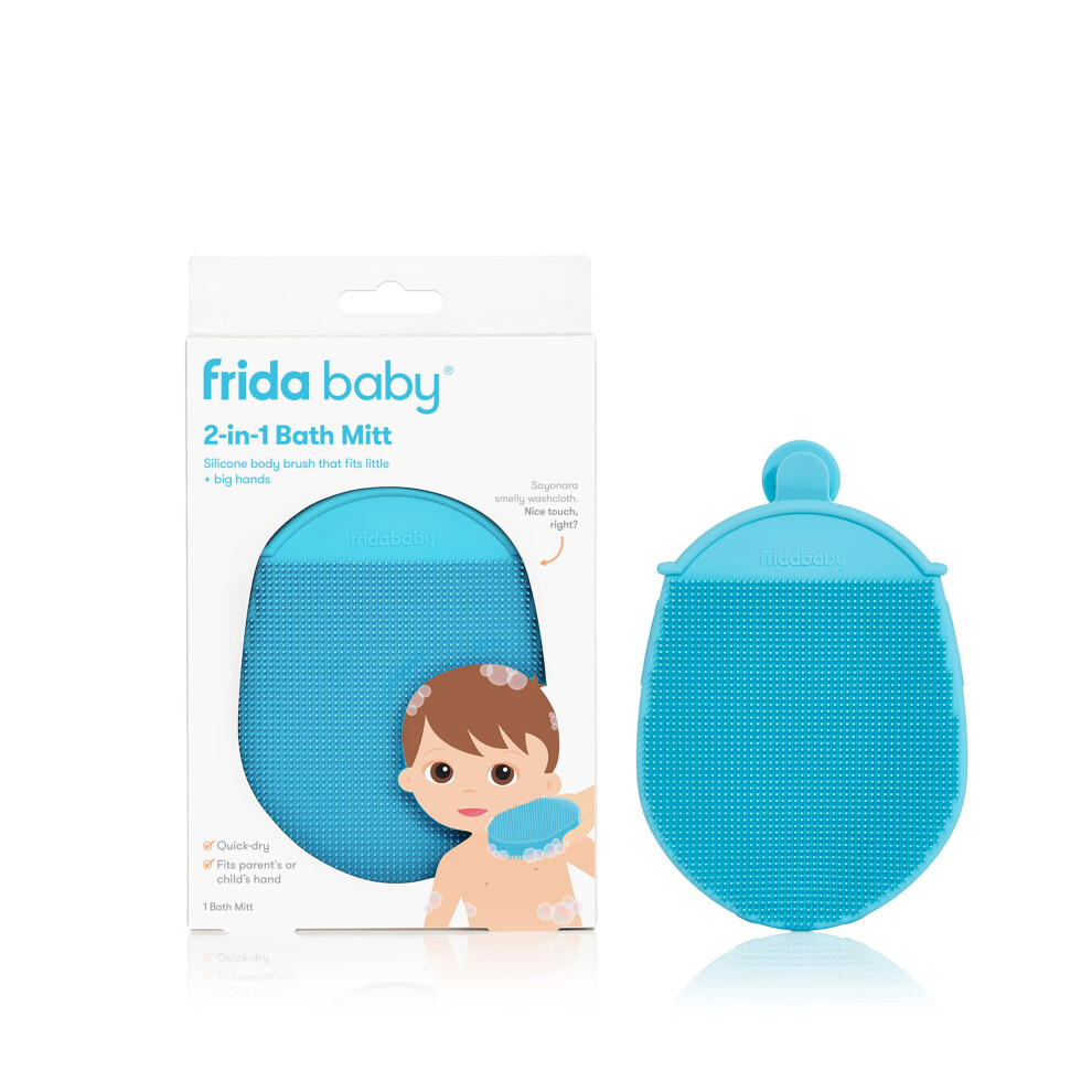 Frida Baby Dermafrida The Bath Mitt: Toddler Quick-Dry Body Bath Brush, Silicone, Replacement Fits Both Parent Or Child For Early Stage Development