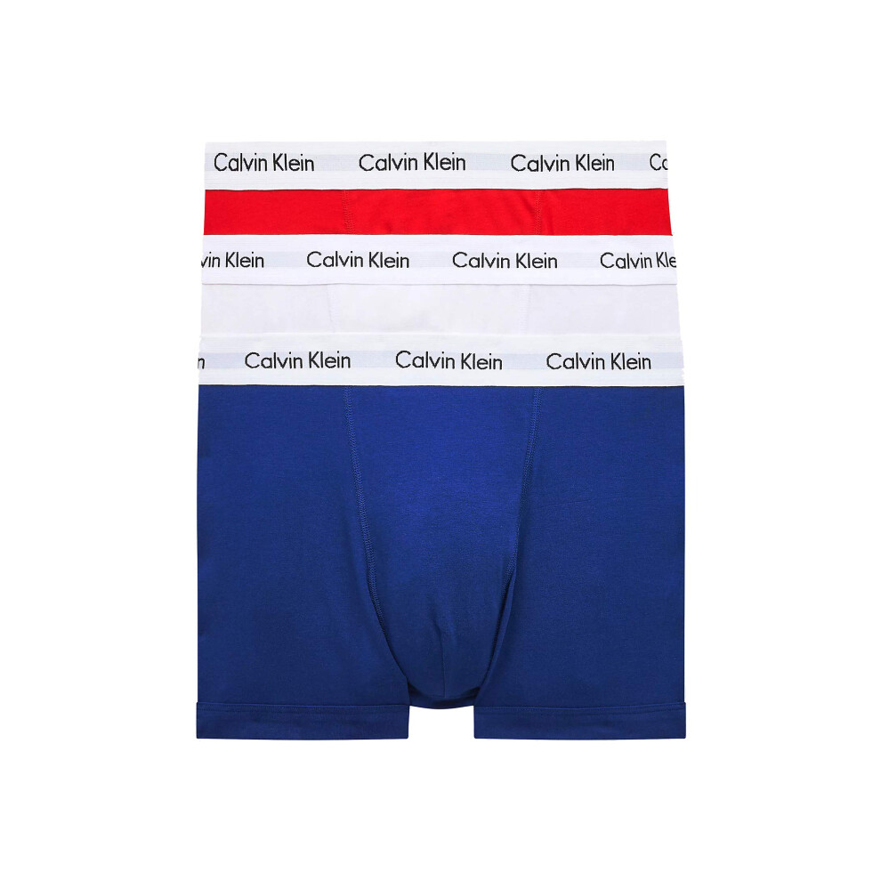 Calvin Klein - Mens Underwear - Calvin Klein Trunks - Mens Briefs - Mens Underwear Trunks - Signature Waistband Elastic - 3 Pack - MultiColour - XL