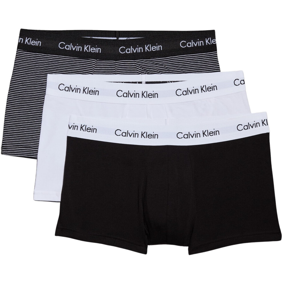 Calvin Klein Men's Low Rise Trunk 3pk 0000u2664g Boxers, Multicolour (White/ B&w Stripe/ Black), XL