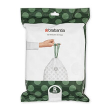 Brabantia 138546 PerfectFit Bin Liners (Size R/36 Litre) Thick Plastic Trash Bags with Tie Tape Drawstring Handles (40 Bags), White