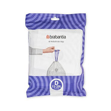 Brabantia PerfectFit Bin Liners (Size D/15-20 Litre) Thick Plastic Trash Bags with Tie Tape Drawstring Handles (40 Bags)