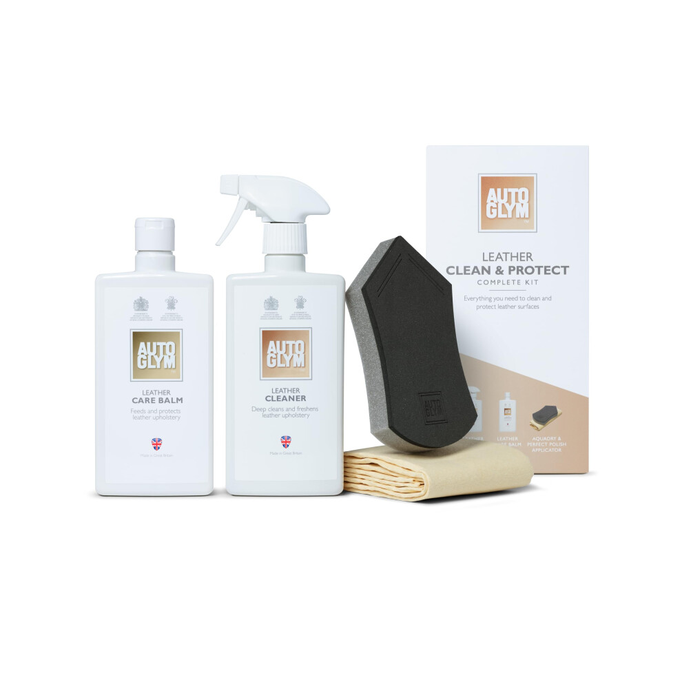 Autoglym Clean & Protect Complete Kit - Ultimate Car Cleaner Kit Includes 500ml Cleaner, 500ml (1) Hi-Tech Aqua-Dry, (1) Perfect Polish Applicator