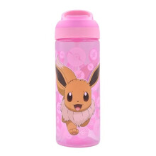 HOX POKEMON EEVEE Reusable BPA free Kids Atlantic Water Hydration Bottle with built in Carry Loop, Flip Up Spout and removeable straw - 600ml