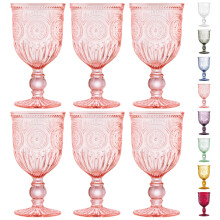 Yungala Pink Wine Glasses set of 6 pink goblets dishwasher safe vintage pink glassware pink drinking glasses for a baby shower wedding or fancy g