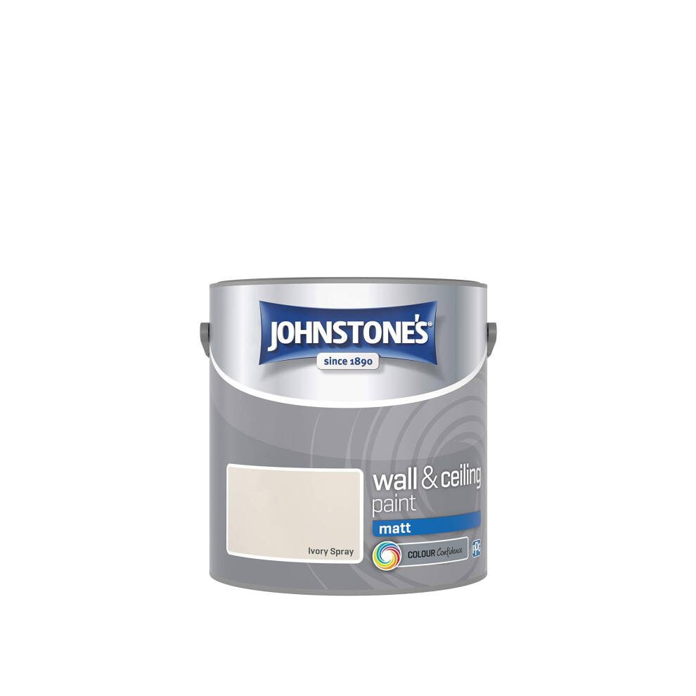 Johnstone's - Wall & Ceiling Paint - Ivory Spray - Matt Finish - Emulsion Paint - Fantastic Coverage - Easy 1-2 Hours - 12m2 Coverage per Litre - 2.5L