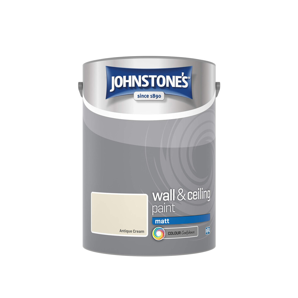 Johnstone's - Wall & Ceiling Paint - Antique Cream - Matt Finish - Emulsion Paint - Fantastic Coverage - Easy 1-2 Hours - 12M2 Coverage Per Litre - 5L