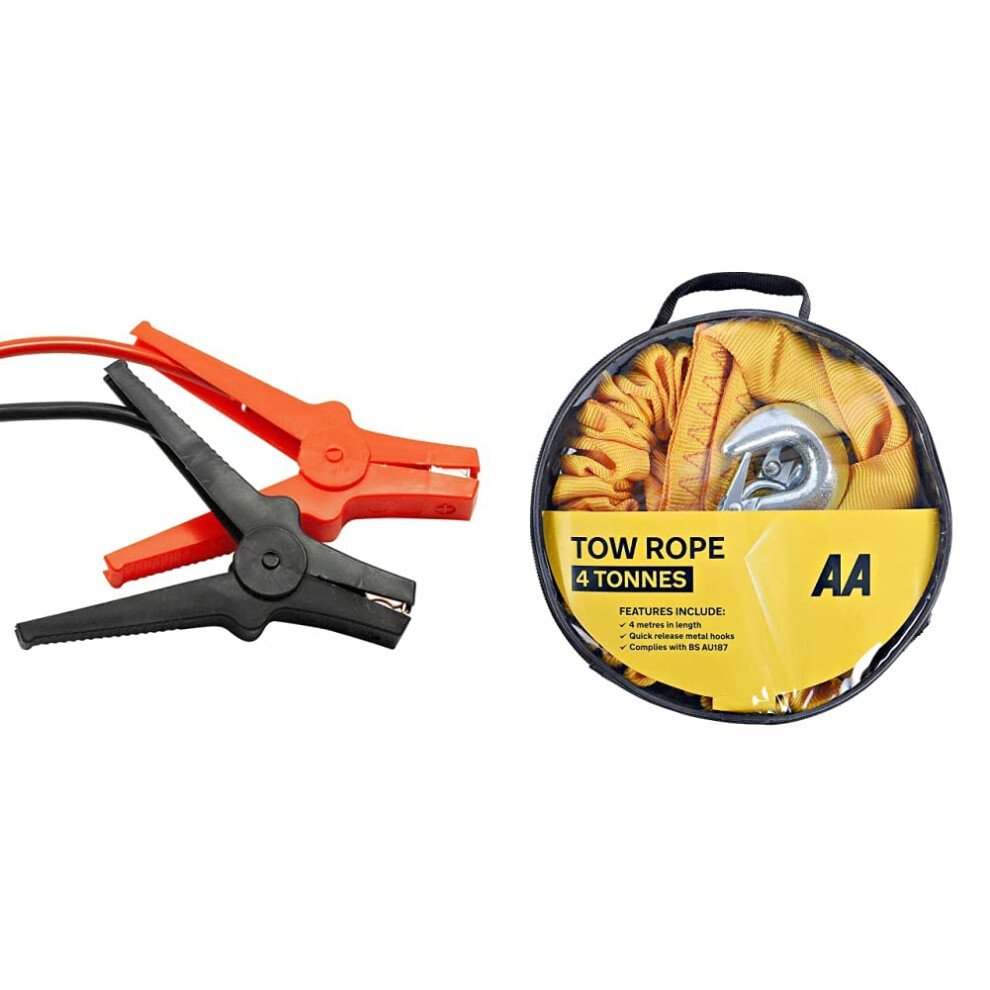 Aa Insulated Booster Cables/Jump Leads Aa4550 & 4T Heavy Duty Tow Rope Aa6226 Â Towing Belt For Car Breakdowns Other Vehicles Up To 4 Tonnes Yellow 1014171743382
