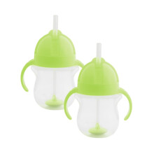 Munchkin Click Lock Tip & Sip Straw Cup Set | Baby Toddler Sippy Cups with Leakproof Cup | Baby Cup Weighted Baby Bottles -7oz/207 ml | 2 Pack | Green