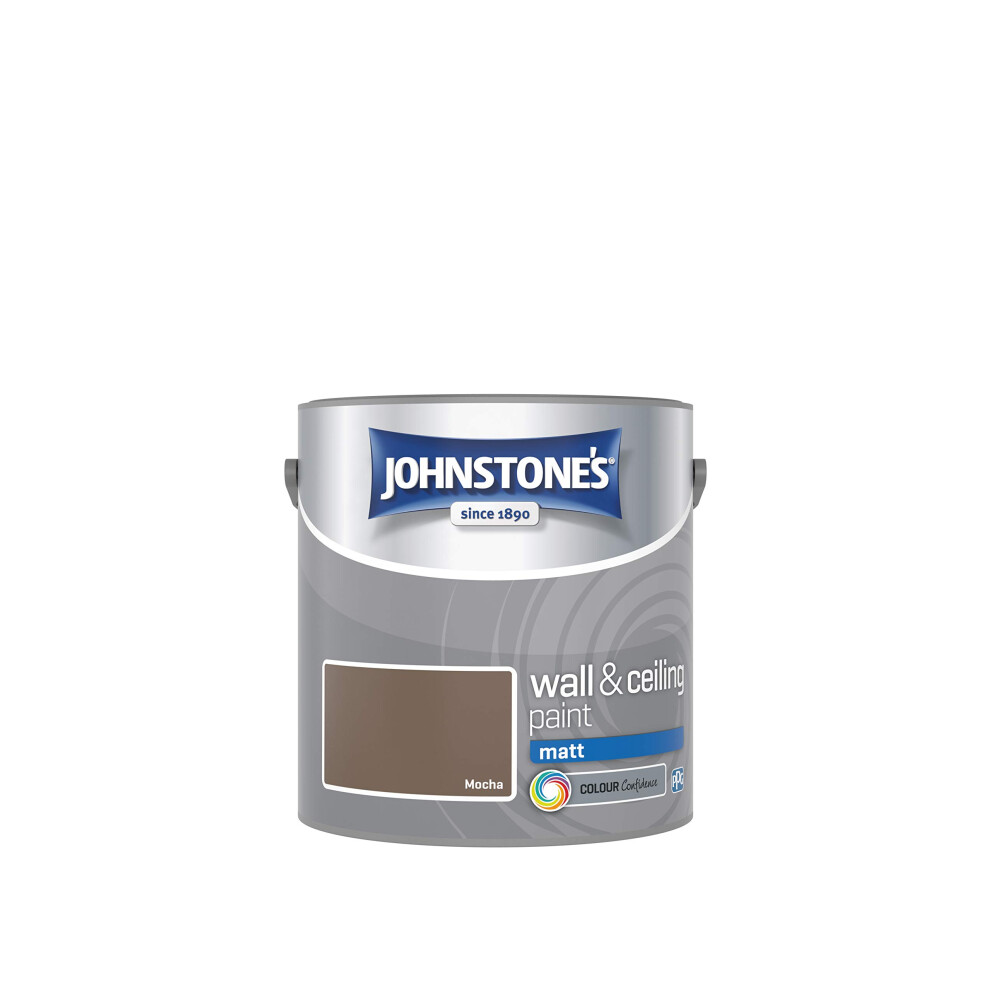 Johnstone's - Wall & Ceiling Paint - Mocha - Matt Finish - Emulsion Paint - Fantastic Coverage - Easy To In 1-2 Hours - 12M2 Coverage Per Litre - 2.5L