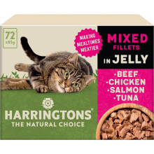 Harringtons Complete Wet Pouch Grain Free Hypoallergenic Adult Cat Food Mixed in Jelly 72x85g - Beef, Chicken, Salmon & Tuna- Making Mealtimes Meatier