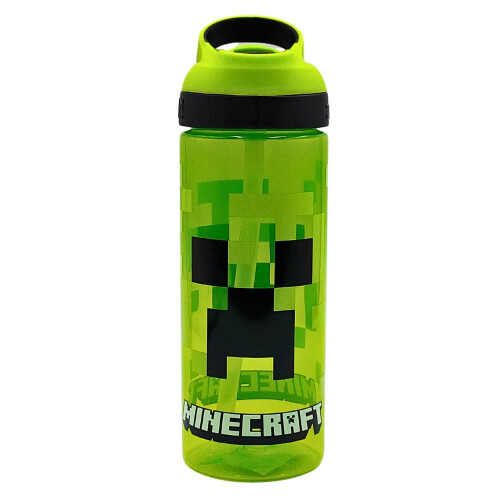 Minecraft Atlantic Creeper Drinks with Logo | Eco Freindly BPA-free Plastic School Water with Proof | Gift for Minecraft fan | Officially Merch 600ML