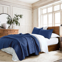 Conjunto de Colcha HORIMOTE HOME 100% Algodão Tamanho Twin, Azul Marinho, 2 Peças