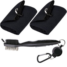 Aebor Golf Handdoeken, Microfiber Wafelpatroon Drievoudige Golfhanddoek - Borstelgereedschap met Club Groove Cleaner