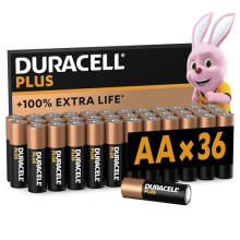 Duracell Plus AA Batteries (36 Pack) - Alkaline 1.5V - Up To 100% Extra Life - Everyday Devices - 0% Plastic Packaging - 10-Year Storage - LR6 MN1500