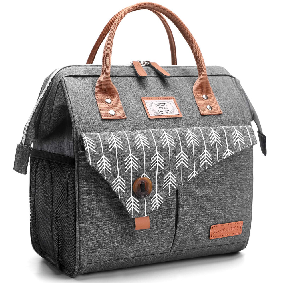 Lekesky Lunchtasche F R Damen, Isolierte Lunchbox, Auslaufsichere Lunchbox F R Erwachsene, Arbeit, Grau-image