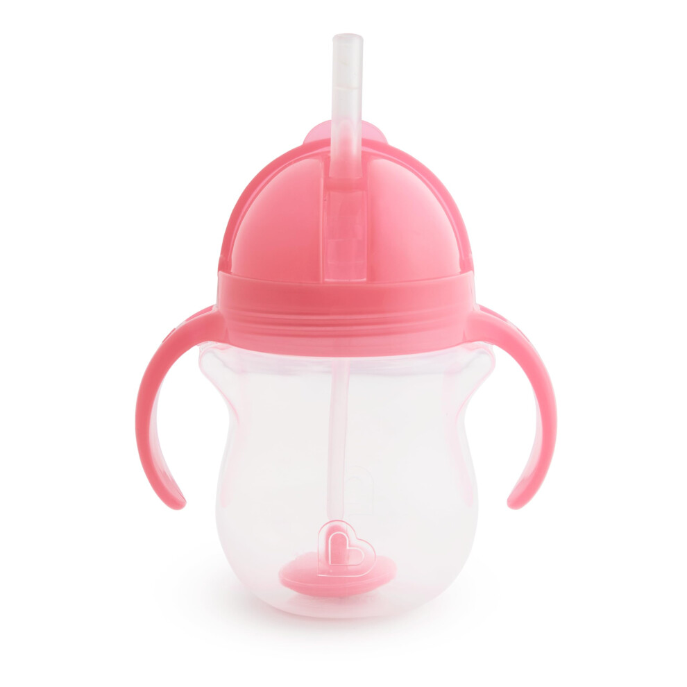 Munchkin Click Lock Tip & Sip Straw Baby Toddler Sippy Cups with Straw | Dishwasher Safe | Baby Cup Weighted Straw | Baby Bottles -7oz/207 ml | Pink