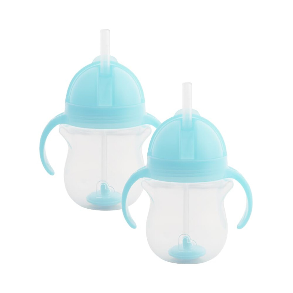 Munchkin Click Lock Tip & Sip Straw Cup Set | Baby Toddler Sippy Cups with Leakproof Cup| Baby Cup Weighted Baby Bottles -7oz/207 ml | 2 Pack | Blue