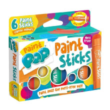 Paint Pop Paint Sticks For Kids - 6 Pack Classic Assorted Colours - Twist & Paint, Fast Drying Action, Easy Clean Up, Vibrant Colours, Multi-Surface