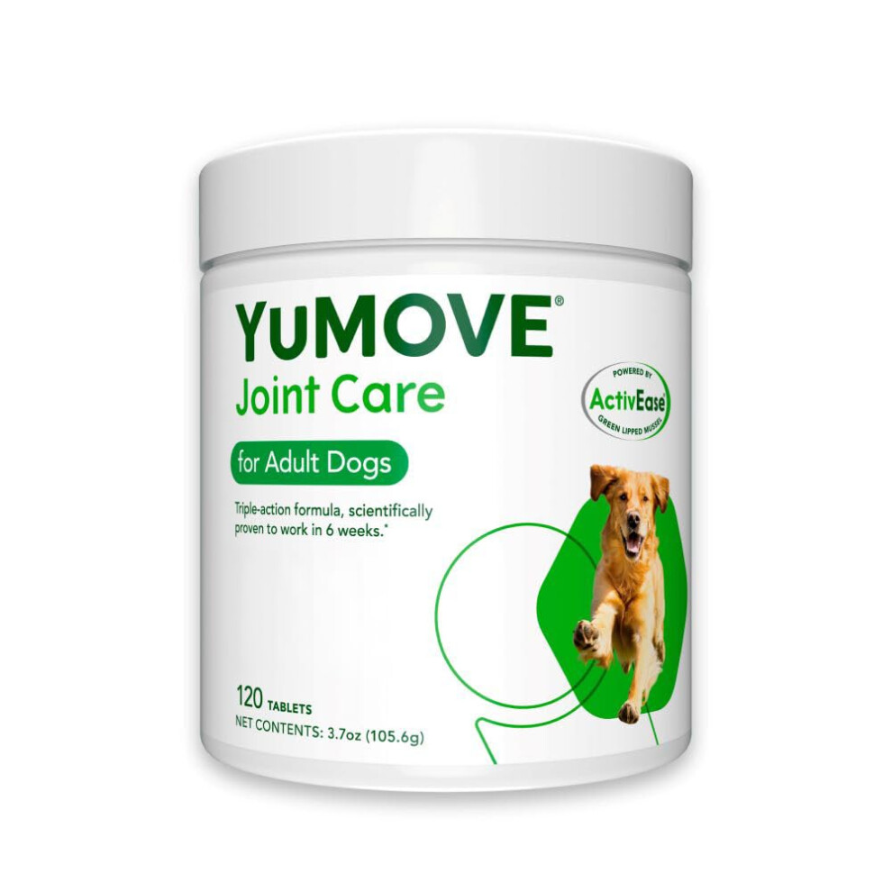 YuMOVE Joint Supplement for Dogs, Essential Dog Hip and Joint Aid for Stiff Glucosamine, Chondroitin, Green Lipped Mussel, Aged 6 to 8, 120 Tablets